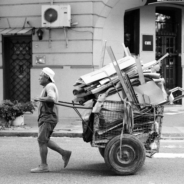 Recycle Man Buenos Aires Black and White Street Photography