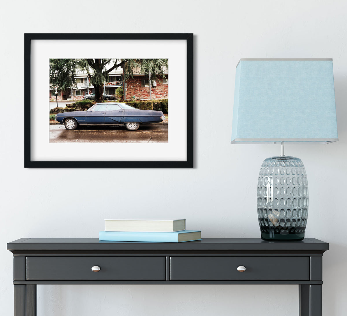 Blue Bonneville Car Wall Art Retro Automobile Photography