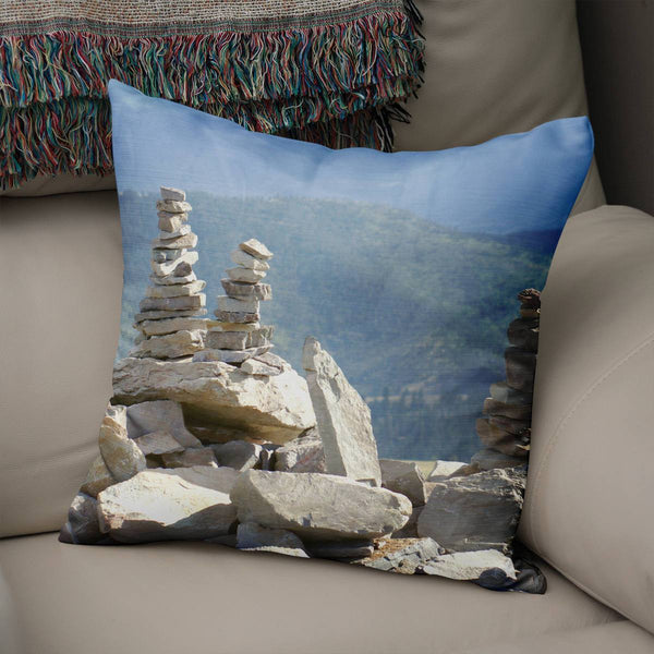 Rock Cairn Decorative Throw Pillow Lost in Nature