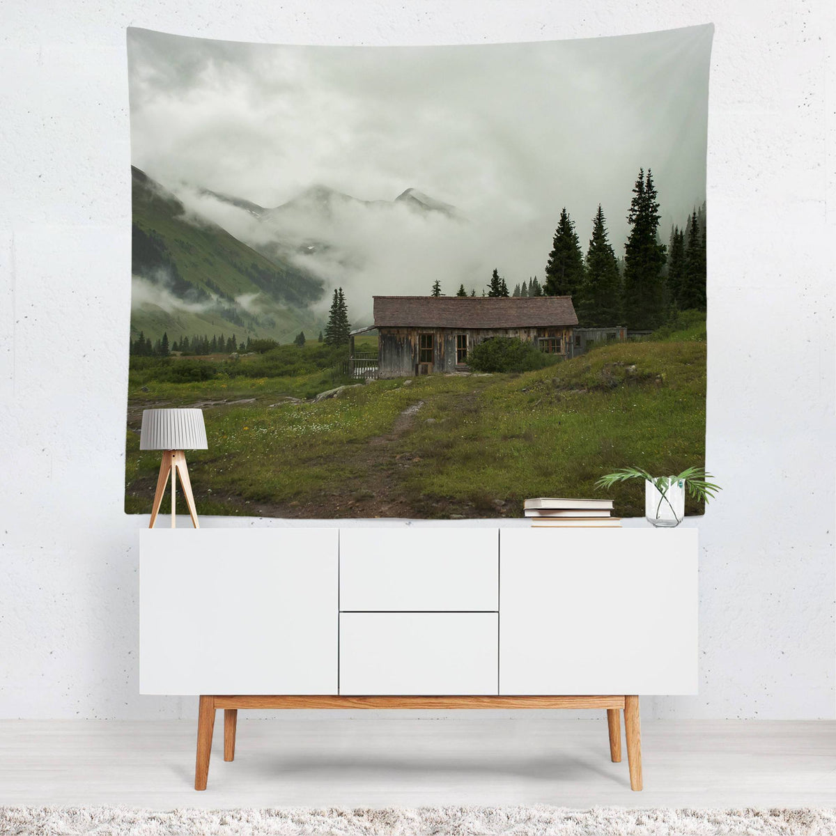 Rustic Cabin - Colorado Wall Tapestry Lost in Nature
