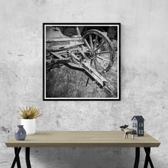 Horse Drawn Farm Equipment Photo Print Black and White Film
