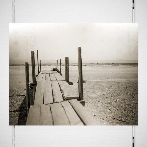Salton Sea California Photo Print Old Dock Black and White