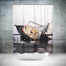 Shipwreck Nautical Shower Curtain Lost in Nature