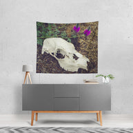 Macabre Skull & Wildflowers Microfiber Wall Tapestry -