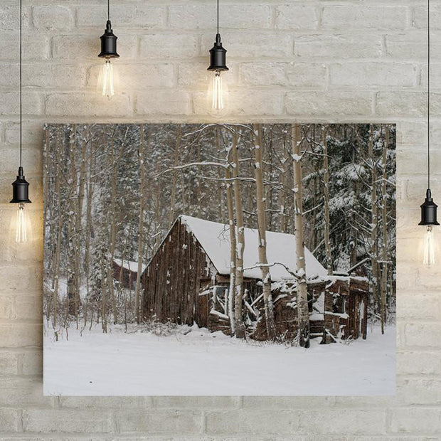 Snowy Cabin Colorado Rustic Wall Art Print - Photography
