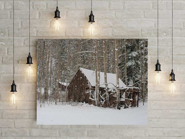 Snowy Cabin Colorado Rustic Wall Art Print - Photography