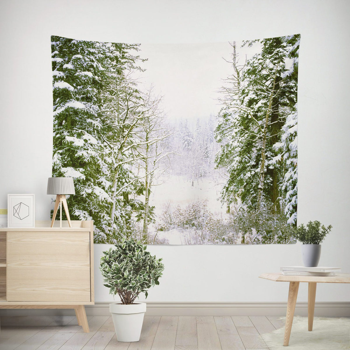 Snowy Forest Wall Tapestry Lost In Nature