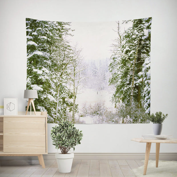 Snowy Forest Wall Tapestry Lost In Nature