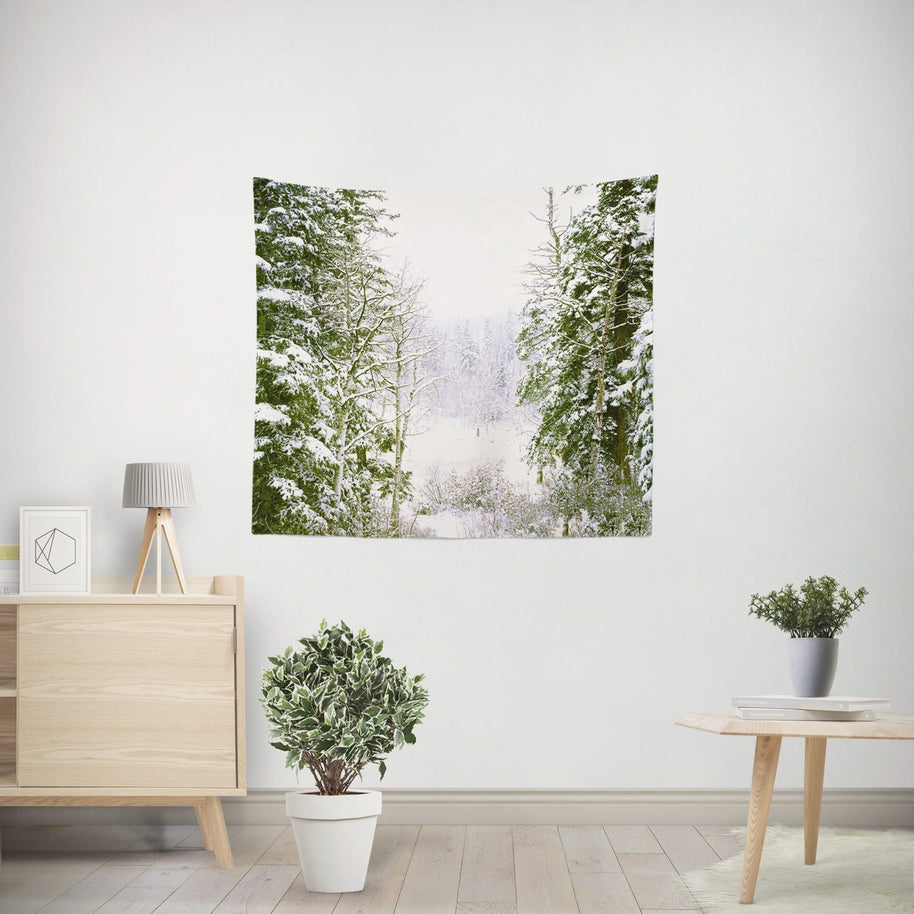Snowy Forest Wall Tapestry Lost In Nature