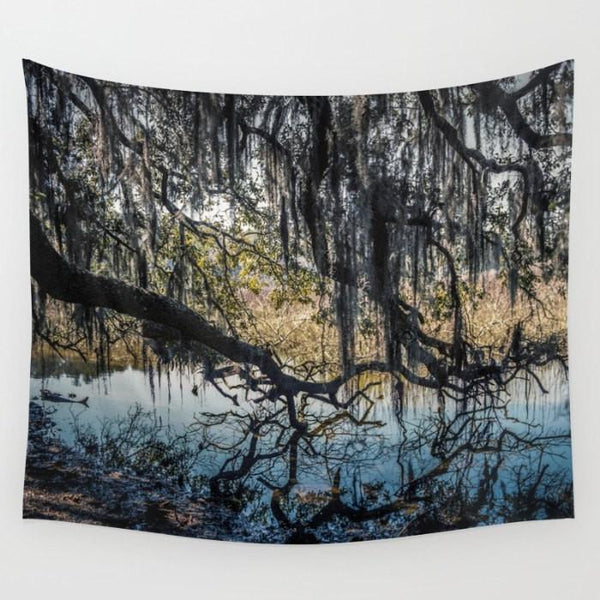 Swamp Tree and Spanish Moss, Nature Wall Tapestry Lost In Nature