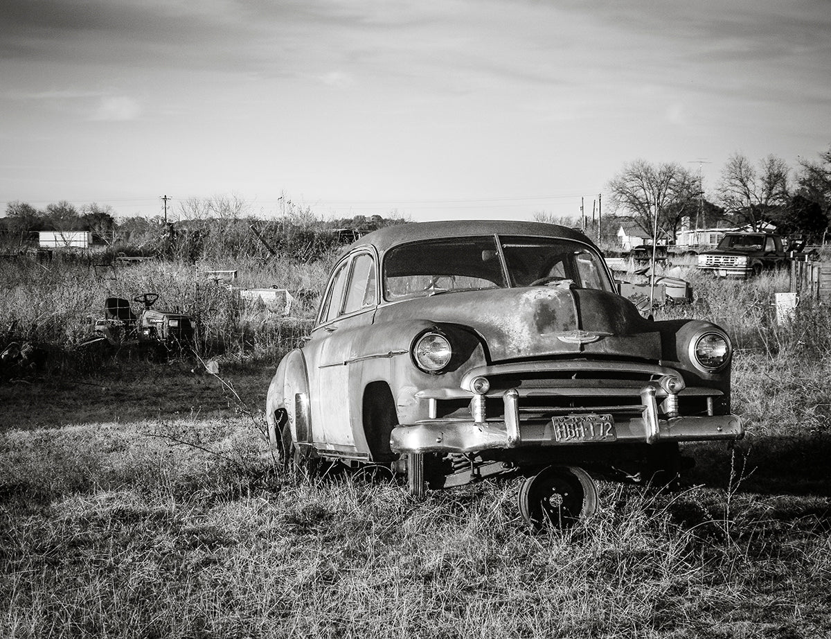 Vintage Car Photo Print Black and White Wall Art Texas -