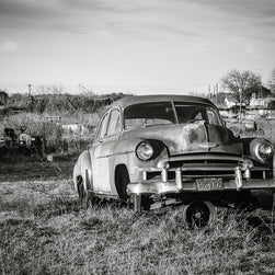 Vintage Car Photo Print Black and White Wall Art Texas -