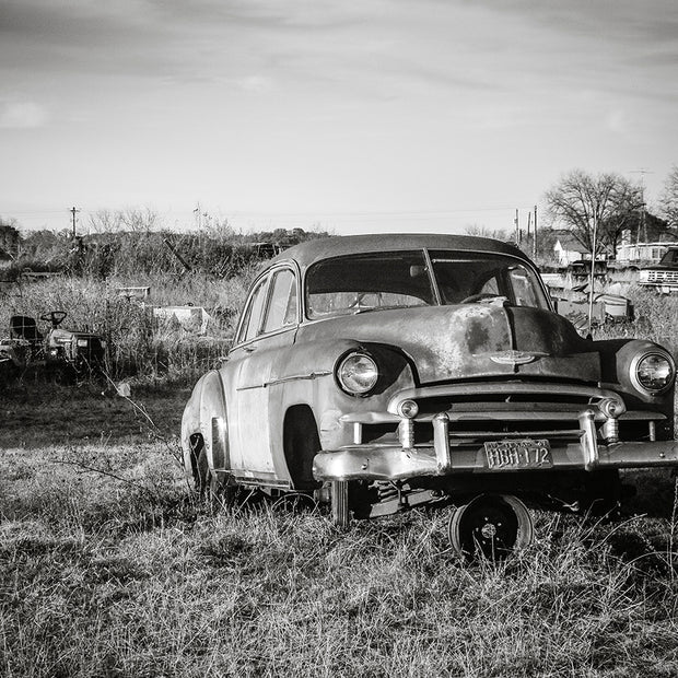 Vintage Car Photo Print Black and White Wall Art Texas -