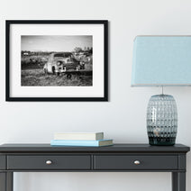 Vintage Car Photo Print Black and White Wall Art Texas -