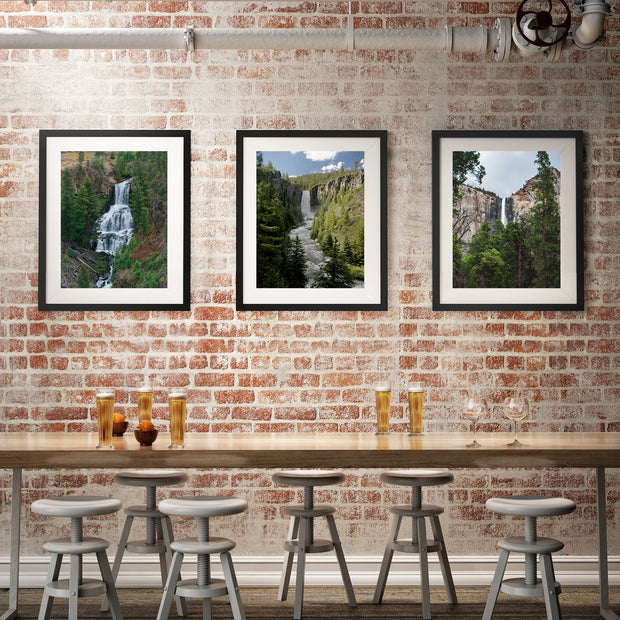 Waterfalls Art Print Set Yellowstone Oregon Nature