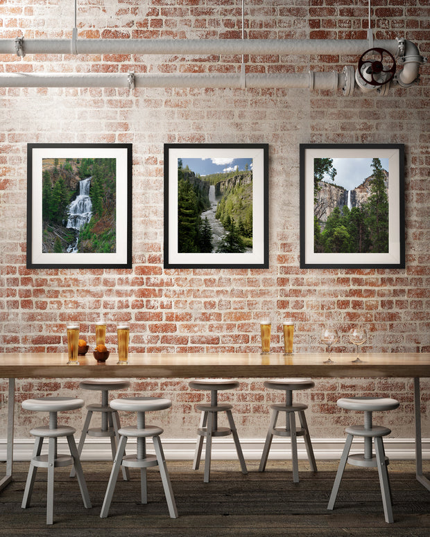 Waterfalls Art Print Set Yellowstone Oregon Nature