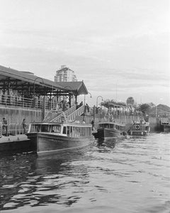 Evening Riverboats Black and White Photographic Print -