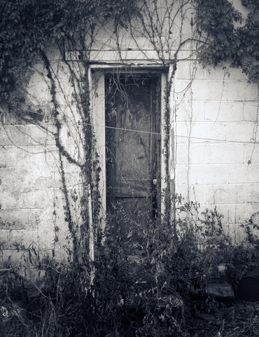 Old Door Photography Print Mysterious Little Black and White