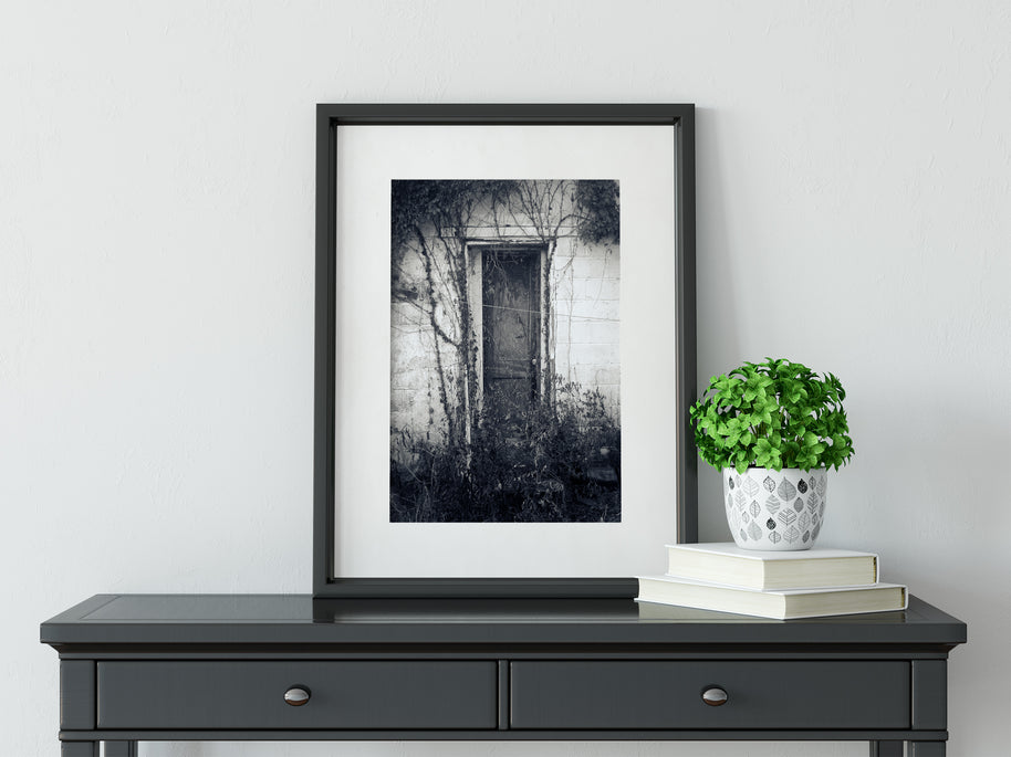 Old Door Photography Print Mysterious Little Black and White