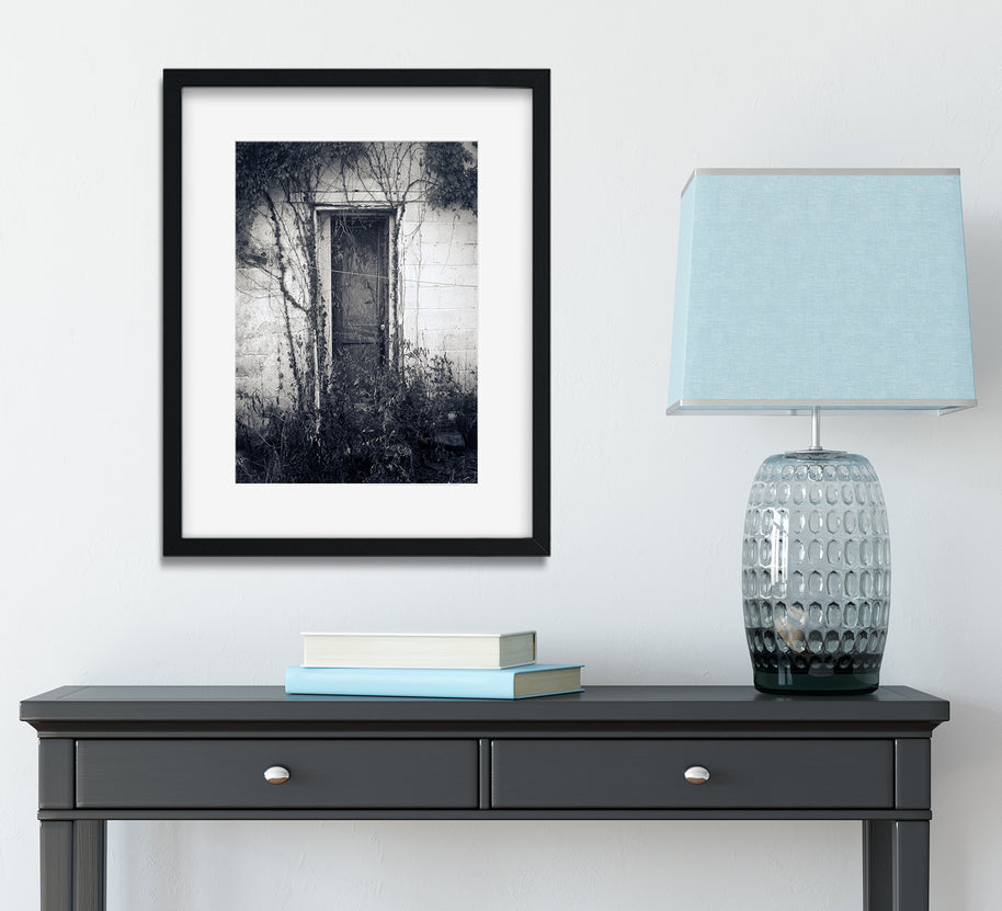 Old Door Photography Print Mysterious Little Black and White