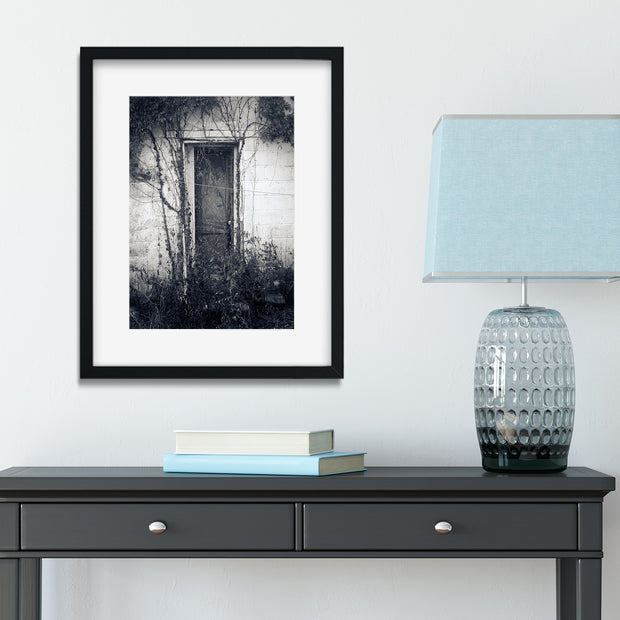 Old Door Photography Print Mysterious Little Black and White