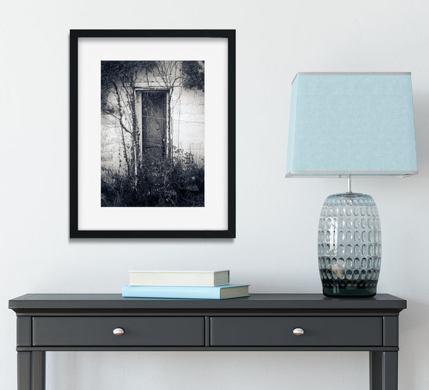 Old Door Photography Print Mysterious Little Black and White