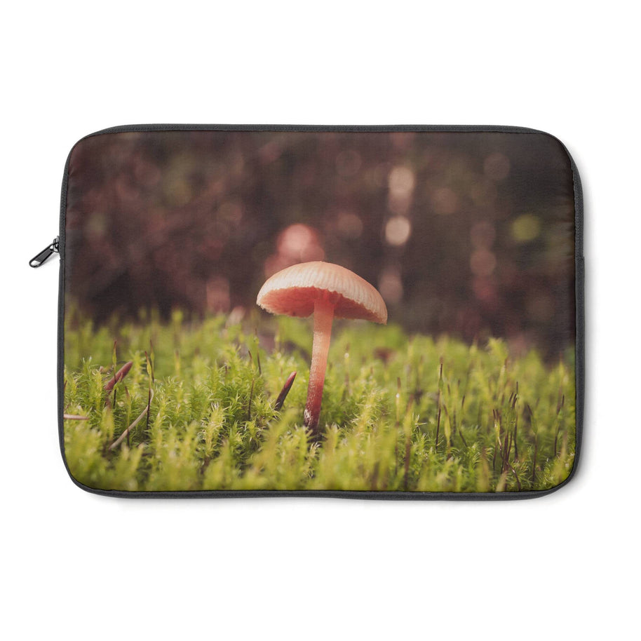 Tiny Mushroom Green Laptop Sleeve Lost Kat Photography