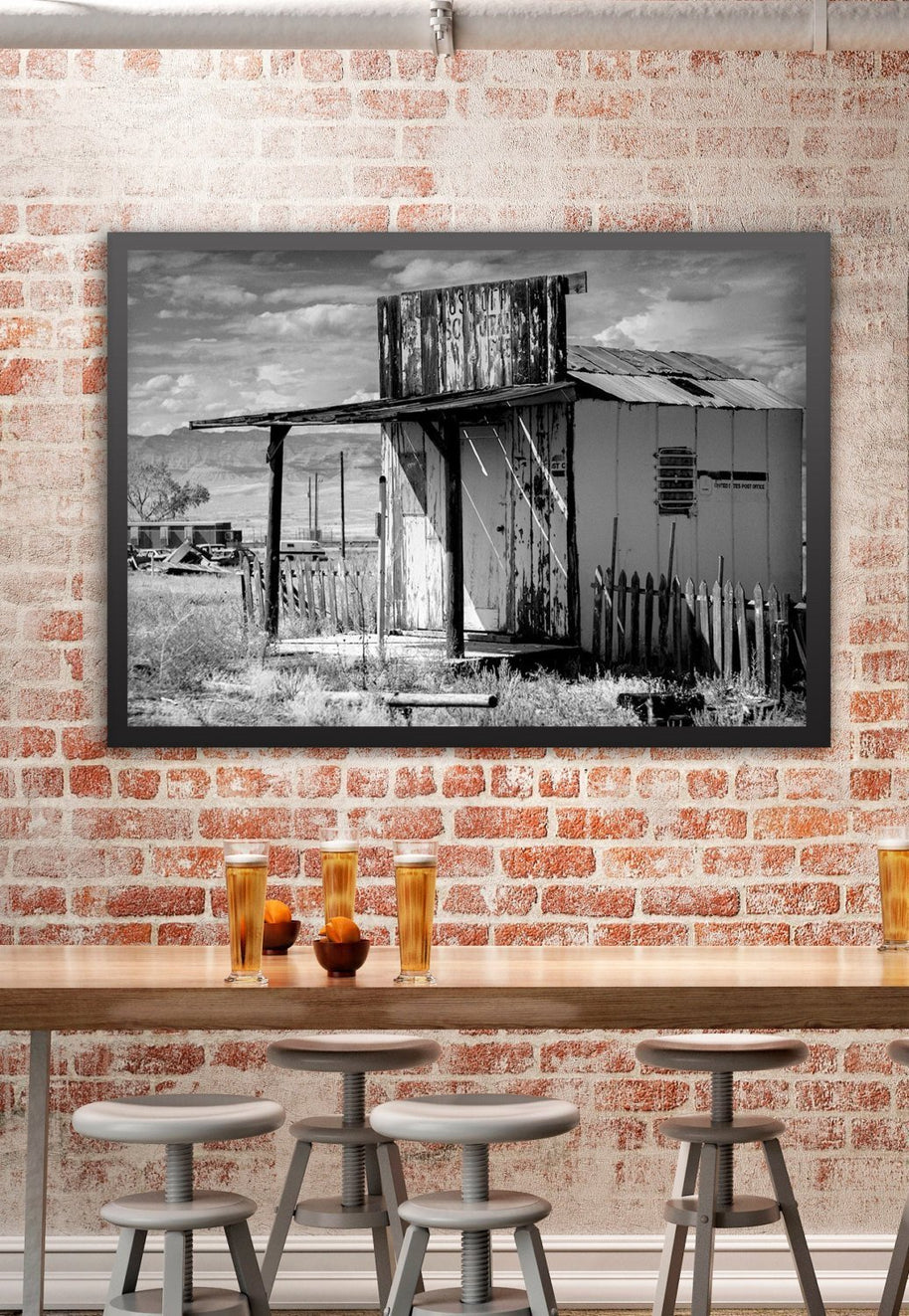 Tiny Post Office Utah Ghost Town Black and White Photo Print