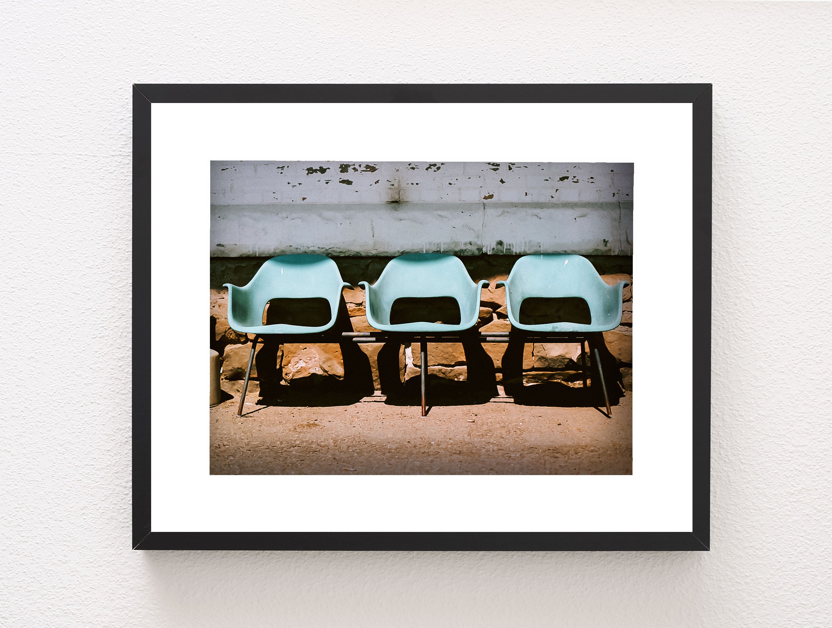 Blue Chairs Train Station Glasgow Montana Art Print -