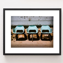 Blue Chairs Train Station Glasgow Montana Art Print -