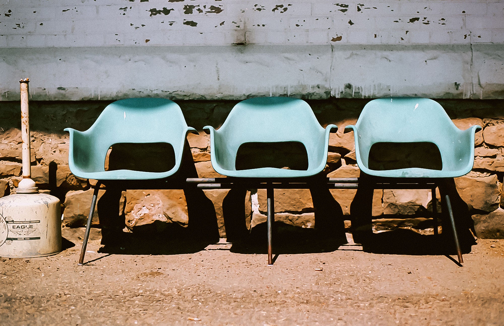 Blue Chairs Train Station Glasgow Montana Art Print -