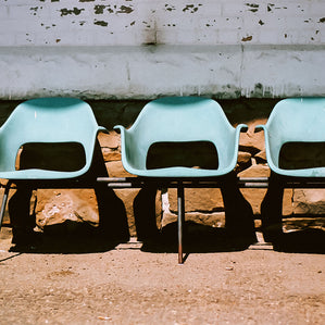 Blue Chairs Train Station Glasgow Montana Art Print -