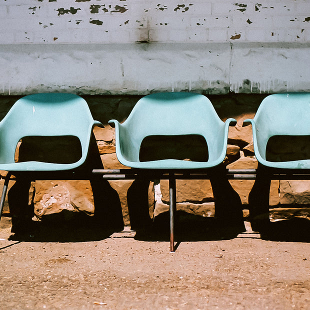 Blue Chairs Train Station Glasgow Montana Art Print -