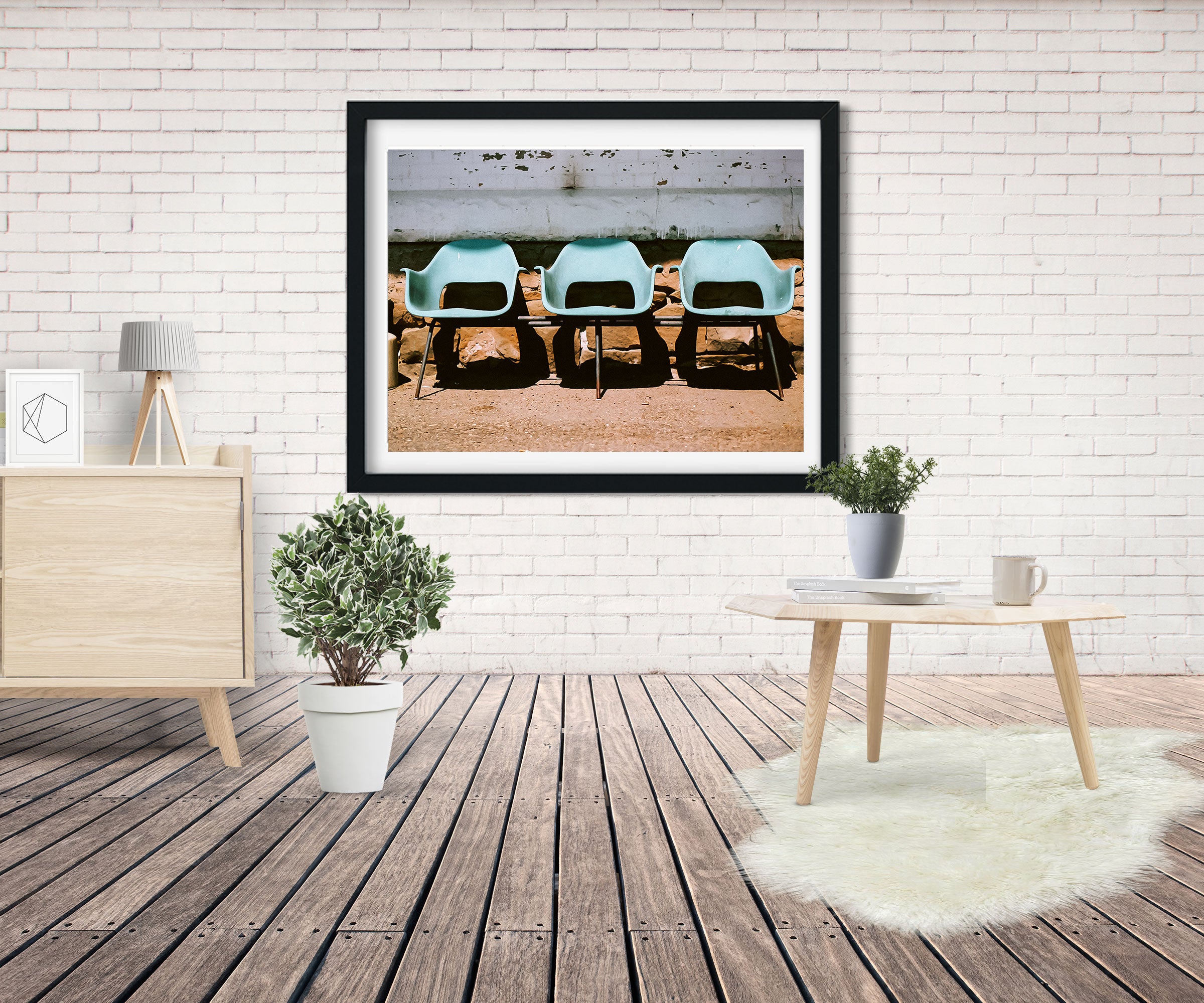Blue Chairs Train Station Glasgow Montana Art Print -