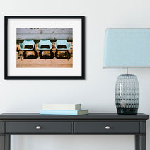 Blue Chairs Train Station Glasgow Montana Art Print -
