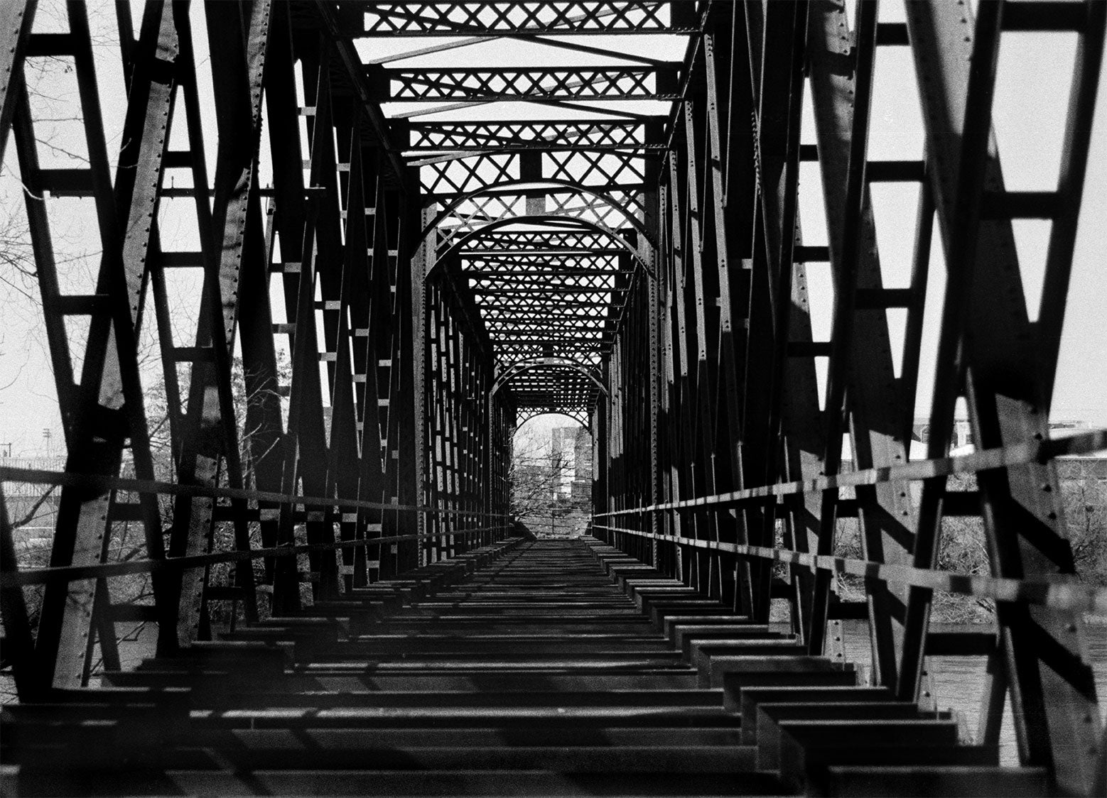 Train Bridge Minimalist Black and White Photo Print Spokane
