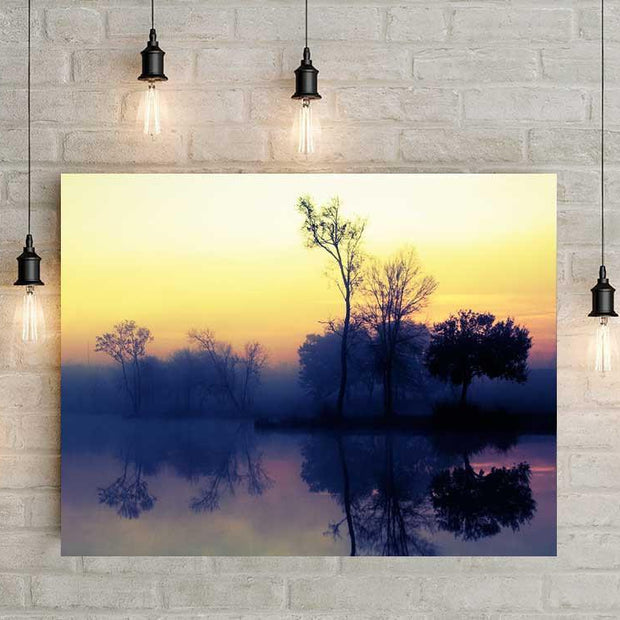 Trees at Sunrise Lake Reflection Louisiana Nature Wall Art
