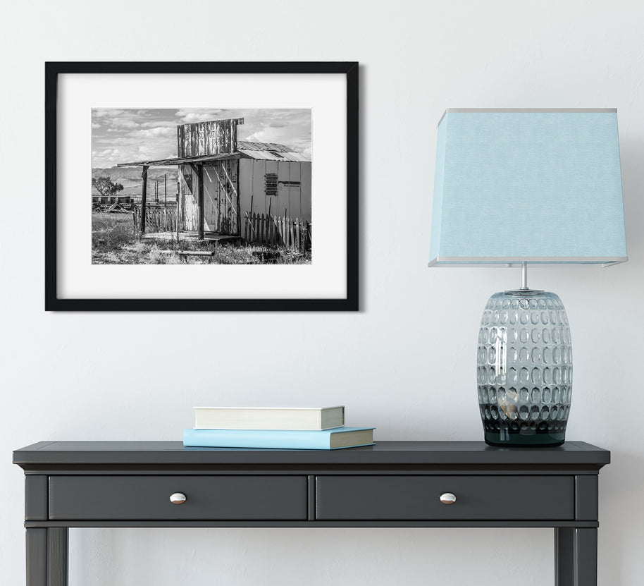 Tiny Post Office Utah Ghost Town Black and White Photo Print