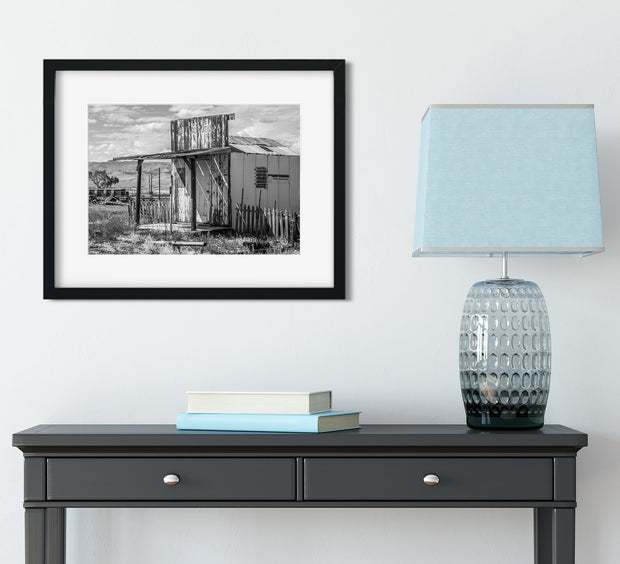 Tiny Post Office Utah Ghost Town Black and White Photo Print