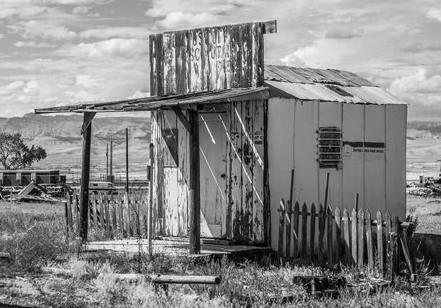 Tiny Post Office Utah Ghost Town Black and White Photo Print