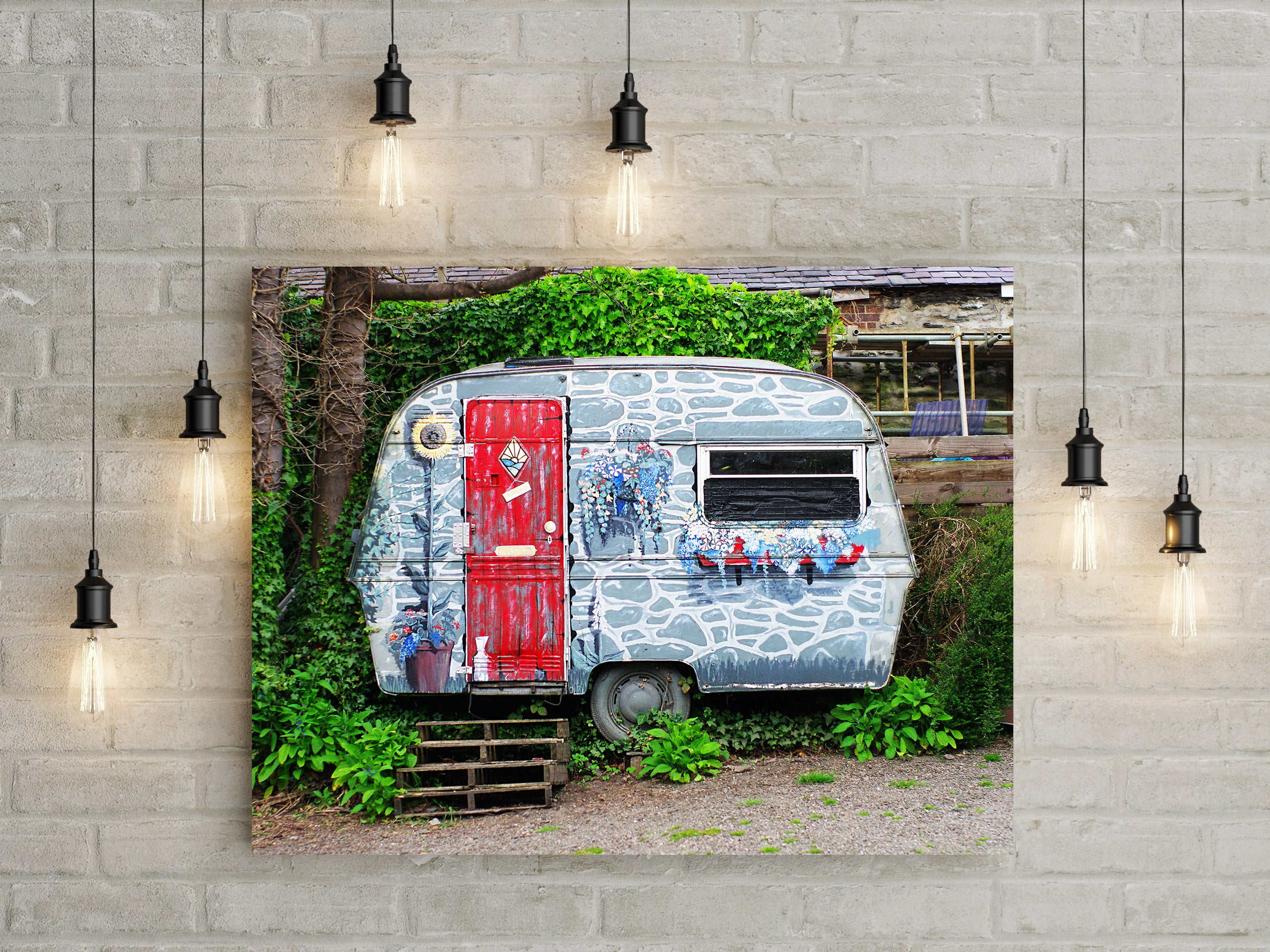 Vintage Caravan Fairy Village Wales Art Print - Photography