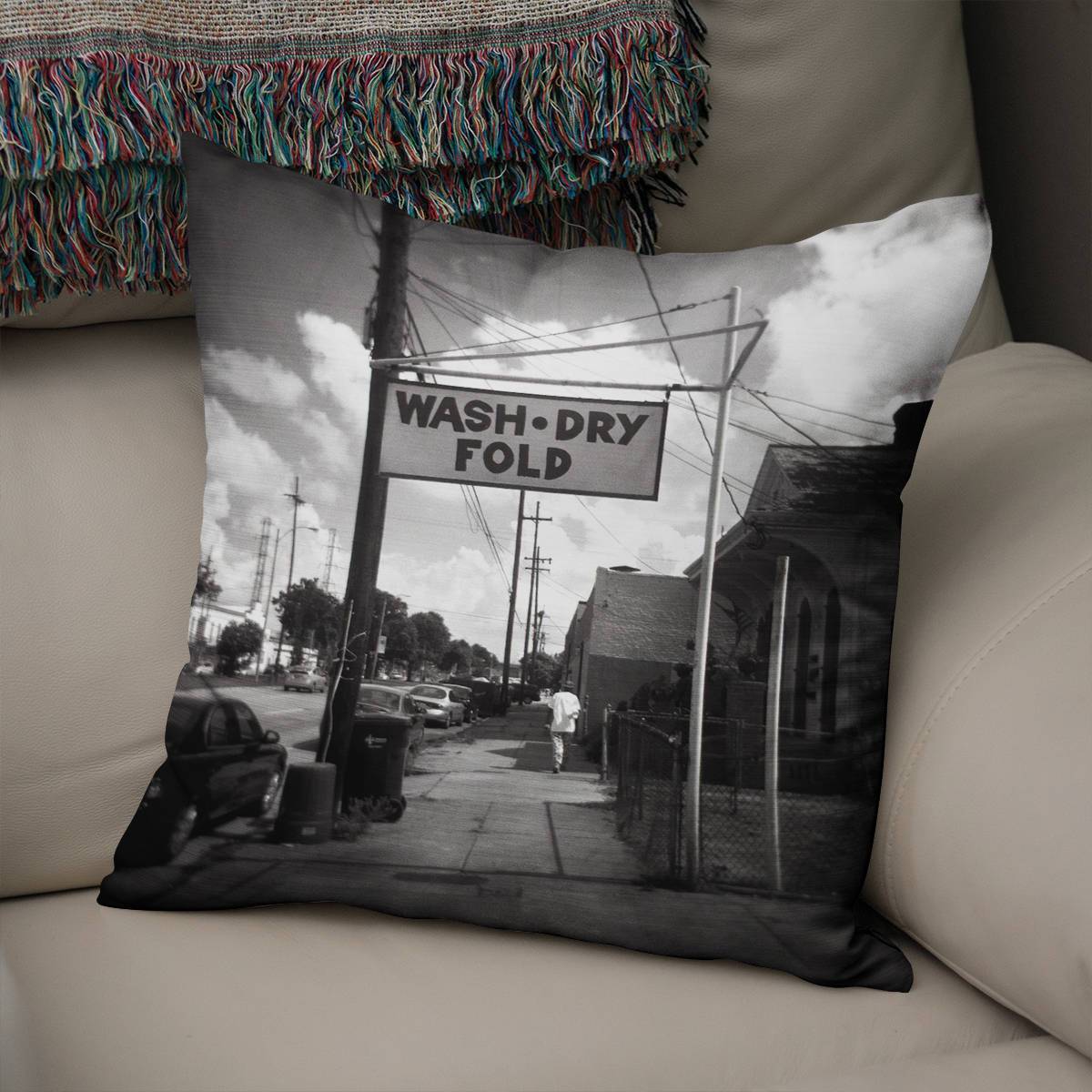 Wash Dry Fold New Orleans Throw Pillow Cover Lost in Nature