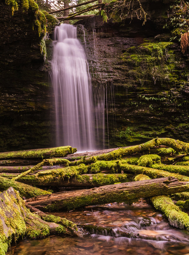Mossy Waterfall Scene Pacific Northwest Nature Photography
