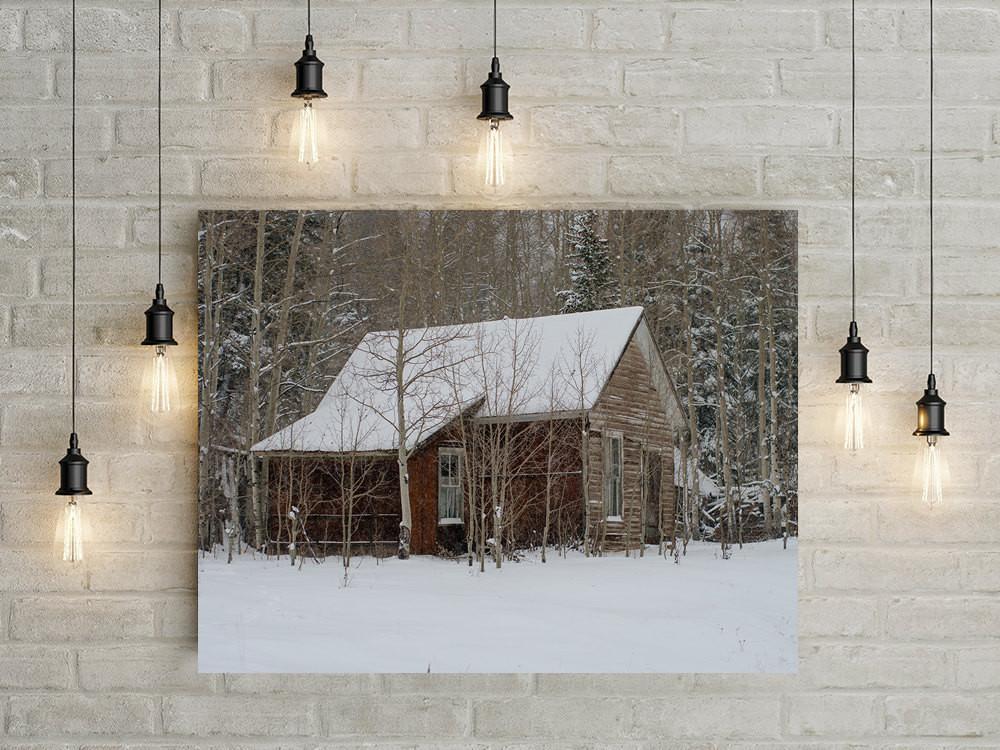 Winter Homestead Cabin Rustic Colorado Photo Print -