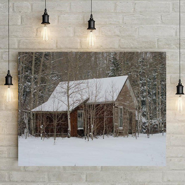 Winter Homestead Cabin Rustic Colorado Photo Print -