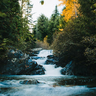 Autumn Waterfall in the Cascade Mountains Photo Print -