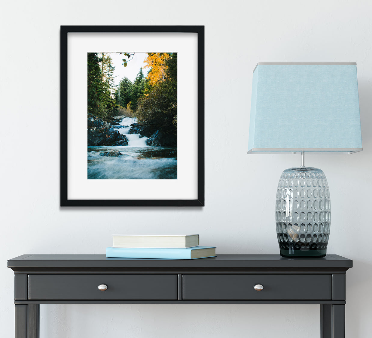 Autumn Waterfall in the Cascade Mountains Photo Print -