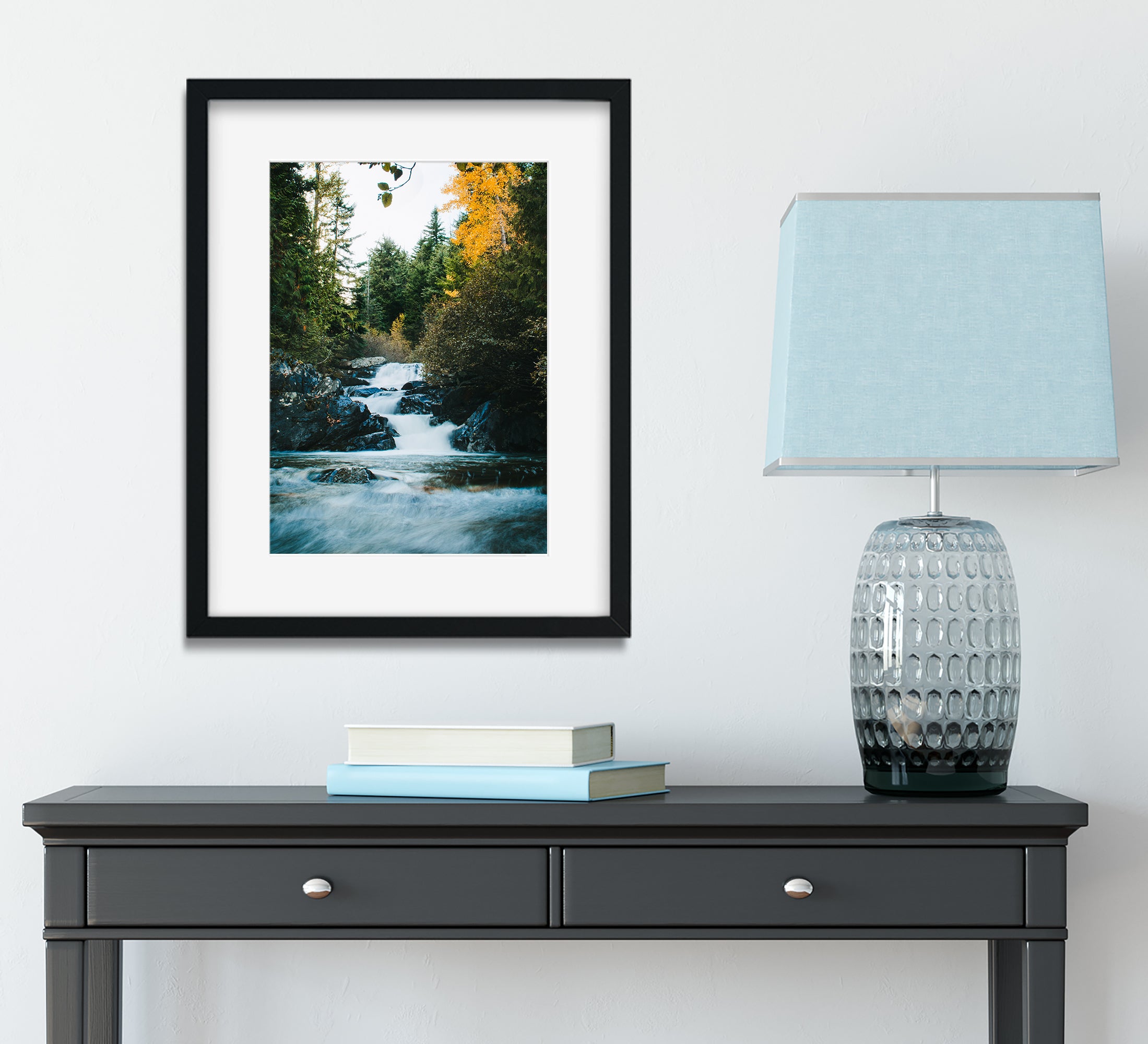 Autumn Waterfall in the Cascade Mountains Photo Print -