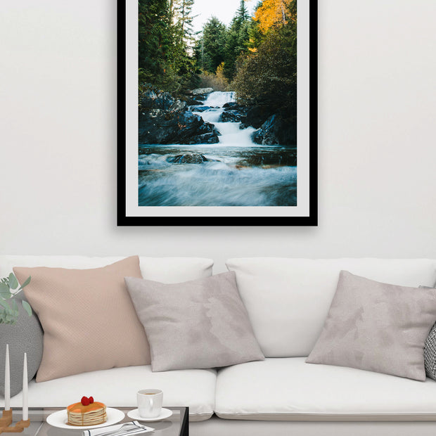 Autumn Waterfall in the Cascade Mountains Photo Print -