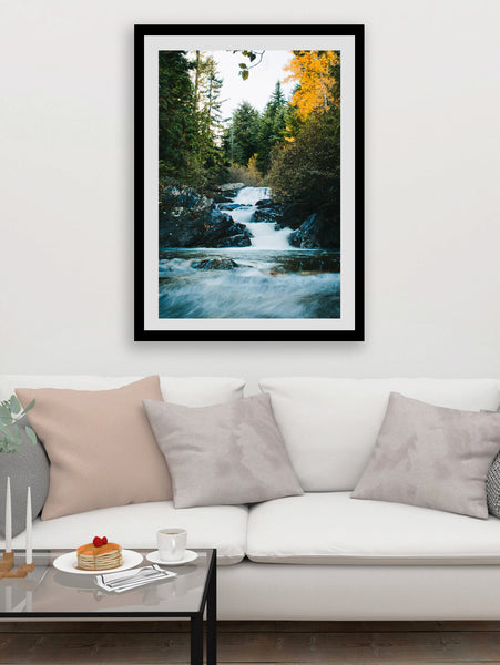 Autumn Waterfall in the Cascade Mountains Photo Print -